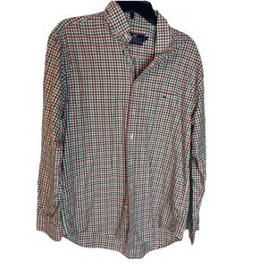Vineyard Vines Tucker Shirt Mens Medium Red/GR Gingham Button Down Long Sleeve